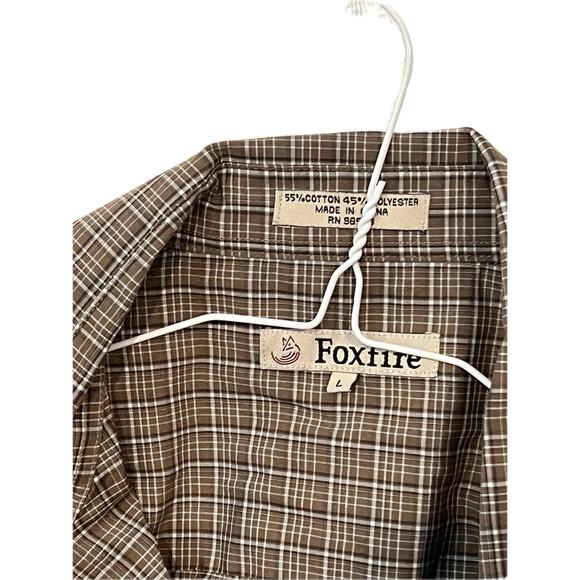 Foxfire Beige Checked Short Sleeve Button Down Shirt Mens L - Picture 3 of 3